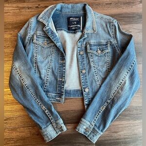 Women’s Silver Denim Jacket - Size Large